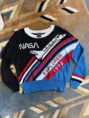NASA Explorer 1992 Retro Space Shuttle Sweater - Black/Blue/Red